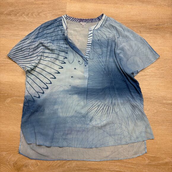 Jigsaw Silk Short Sleeve Blouse Women's 12 Color Blue - Picture 1 of 6